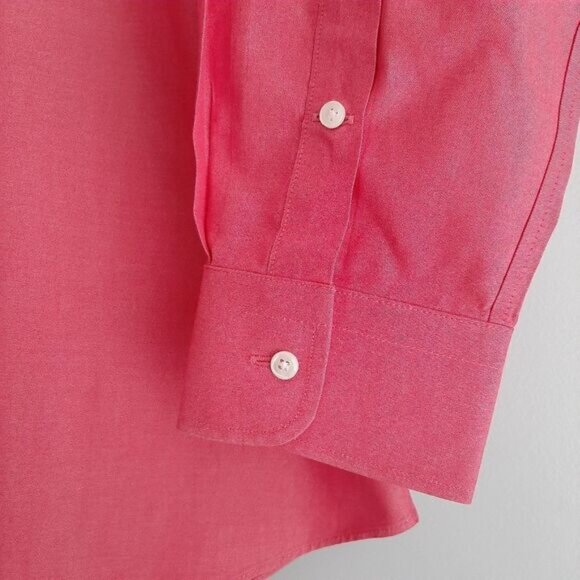 NORDSTROM 100% Cotton Traditional Fit Button Down Shirt Pink Men's Sz 16 / 34 - Picture 4 of 11